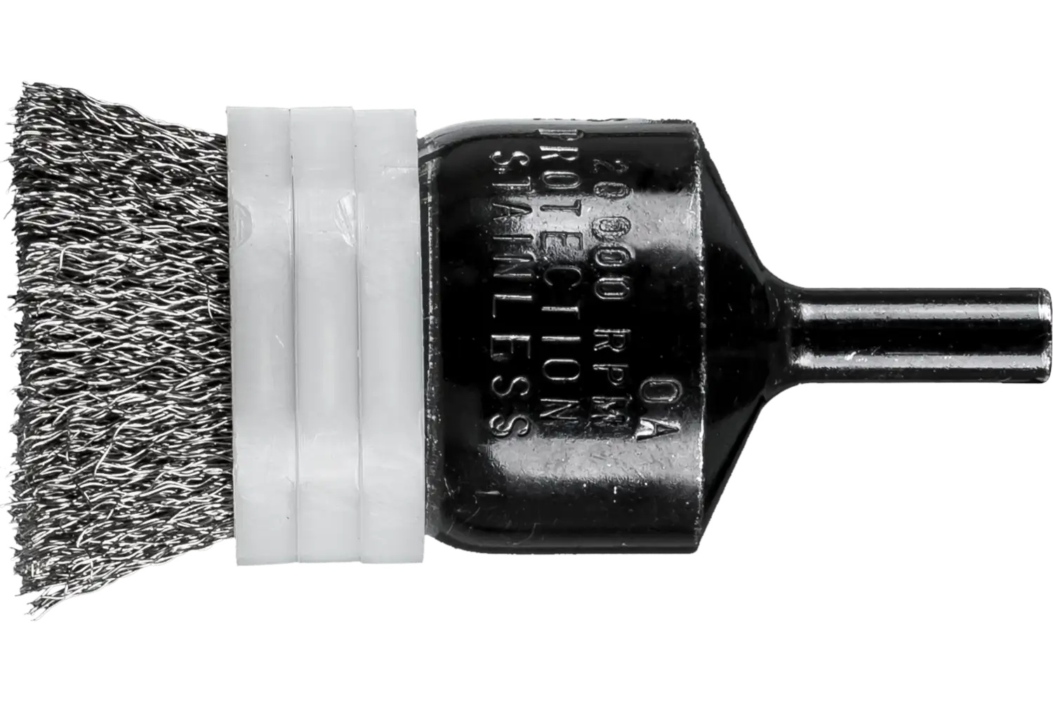 Picture of Pferd Banded Crimped Wire End Brush 1" Dia. .006 Stainless Steel 1/4" Shank